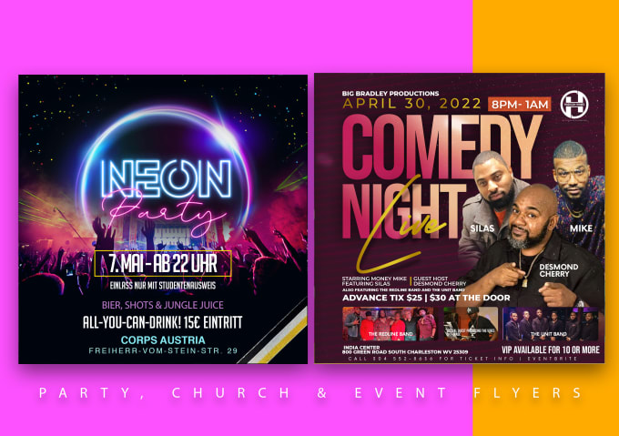 I will design a concert, nightclub, church, event or party flyer