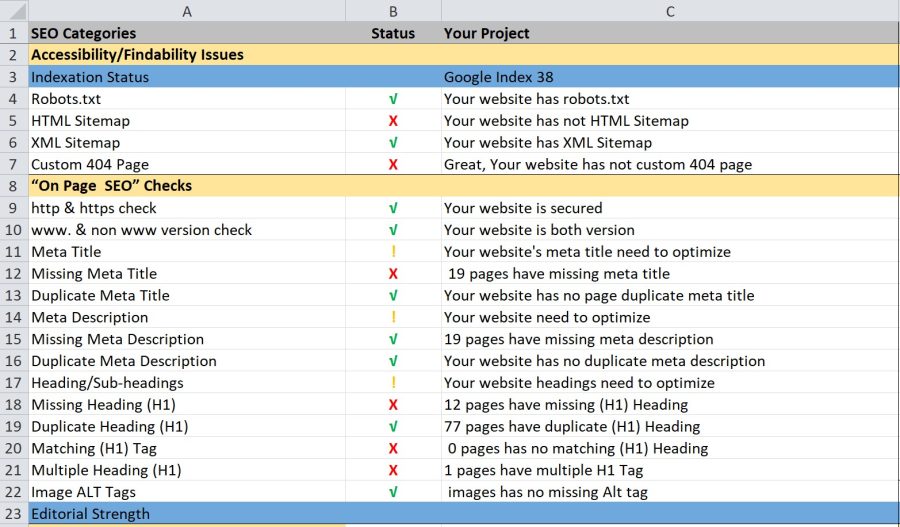 I Will Professional SEO Audit Report of Your Website.