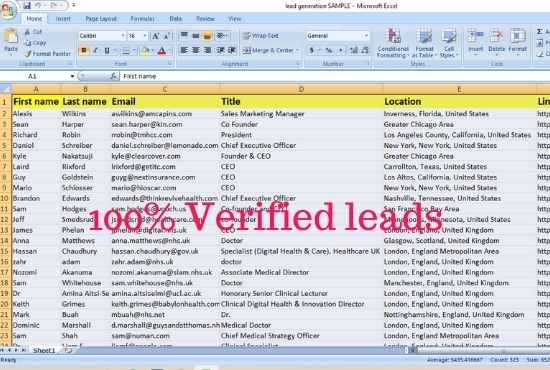 I will Provide B2B lead Generation, LinkedIn lead Generation for any industry
