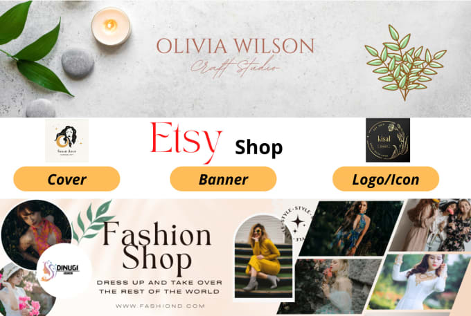 I will design your etsy shop banner, cover, or logo in 2 hour