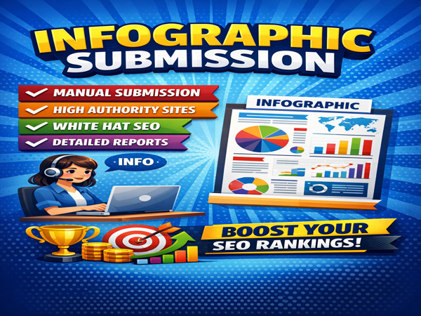 I will manually submit your infographic or image to 50 high authority sharing sites with report