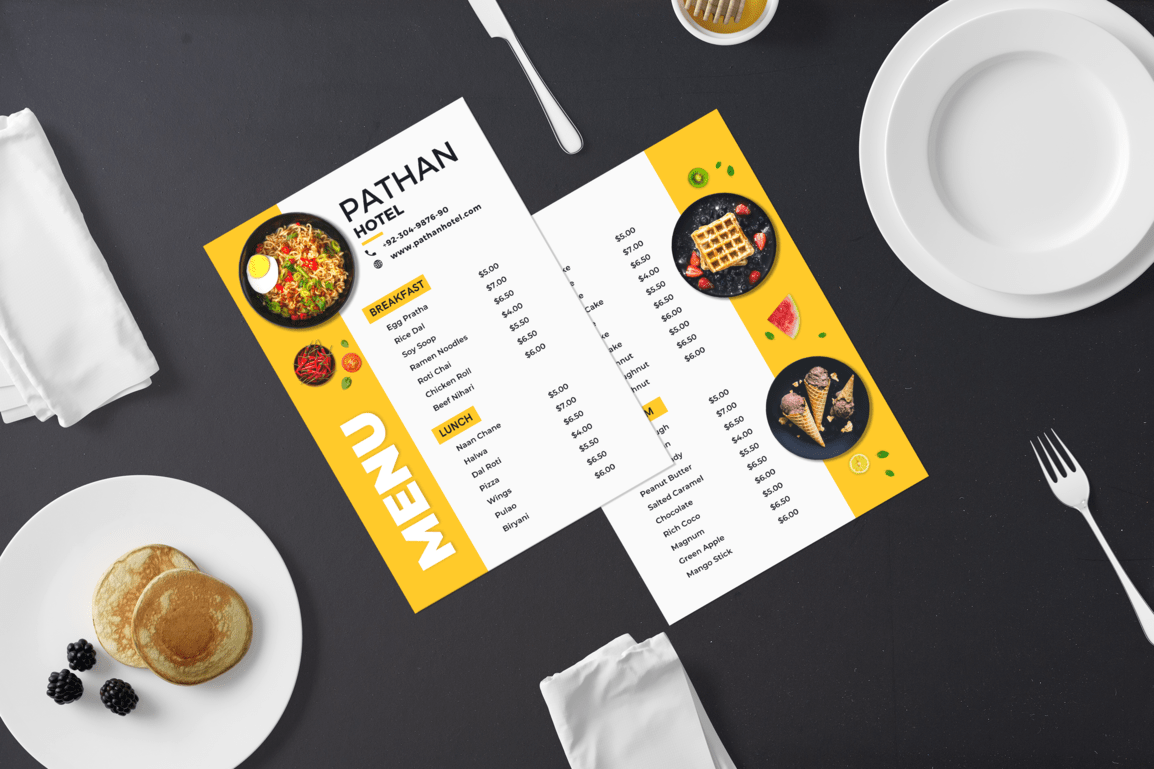 I will design a unique and modern restaurant menu, food menu, price list