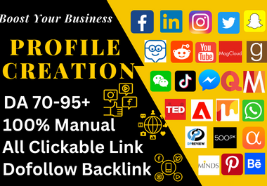 i will Do 220 Social profile creation or profile backlink