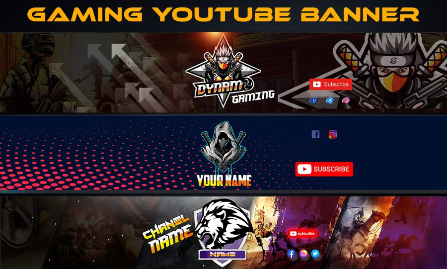 Design an attractive custom gaming youtube banner twitch header facebook cover design an attractive