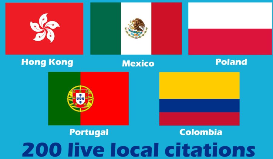 I will do 30 live local citations hong kong, mexico, portugal, poland, colombia, seo
