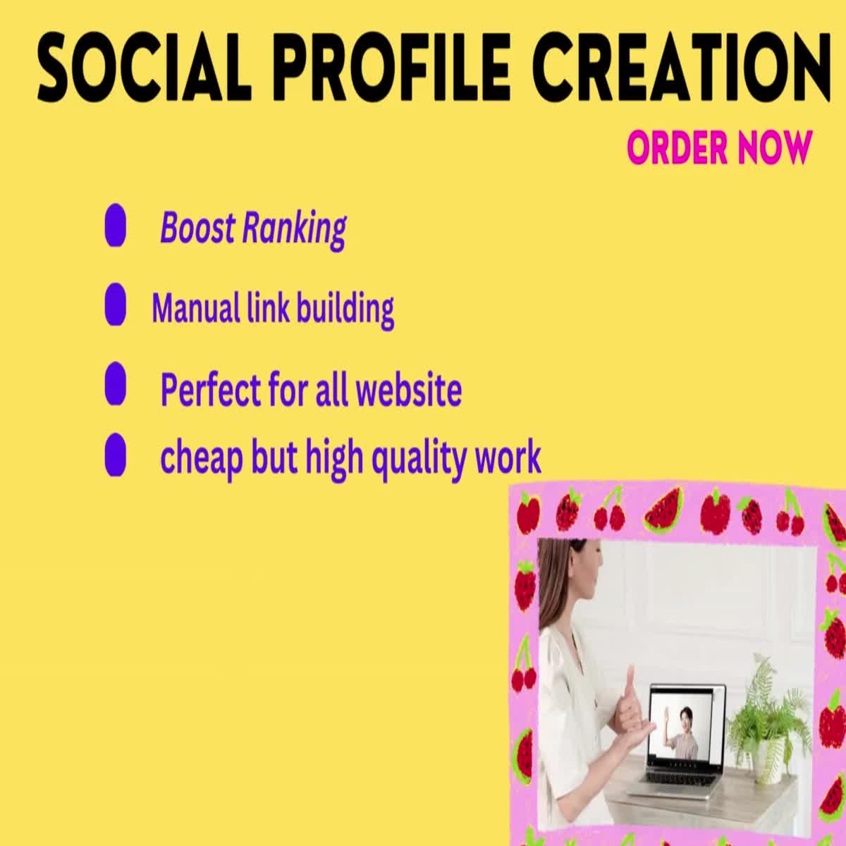 I will provide 100 social profile creation or social media profile set up backlink.