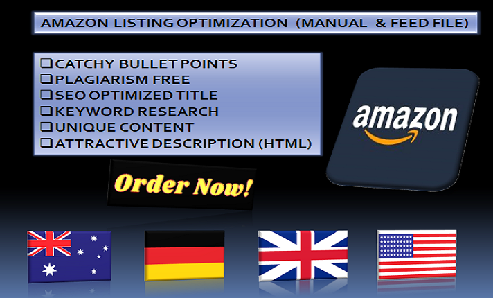 I will do amazon product listing, Manual and Feed File listing with variations