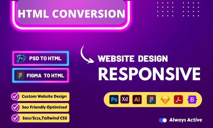 I will convert figma to html, psd to html, xd to html responsive bootstrap