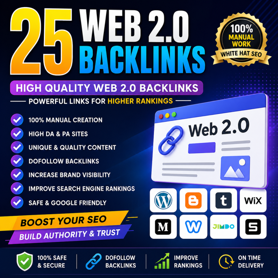 I Will Create 25 High-Quality Web 2.0 Backlinks for SEO 