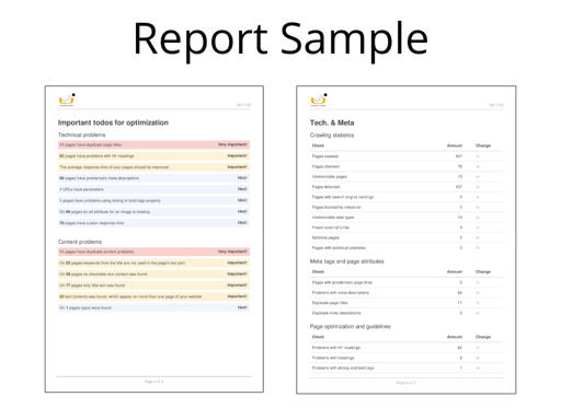SEO check for your website against more than 200 SEO relevant criteria and create a detailed report.