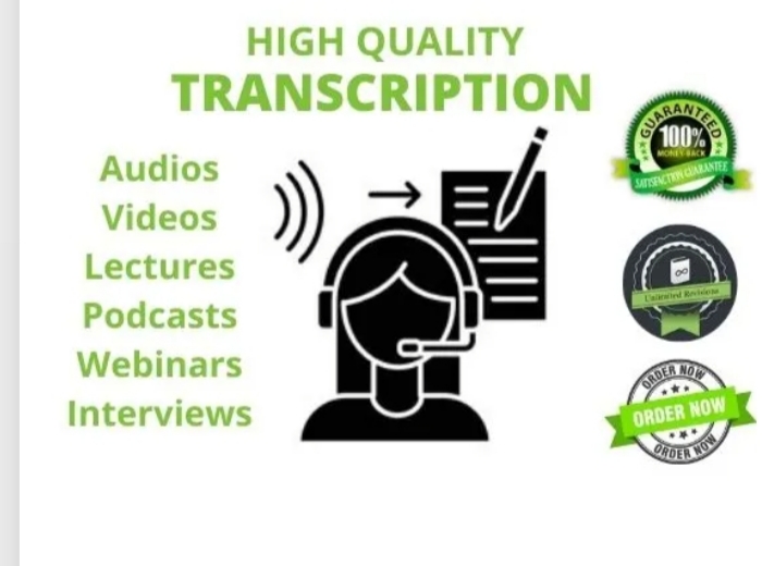 I will provide quality audio and video transcription