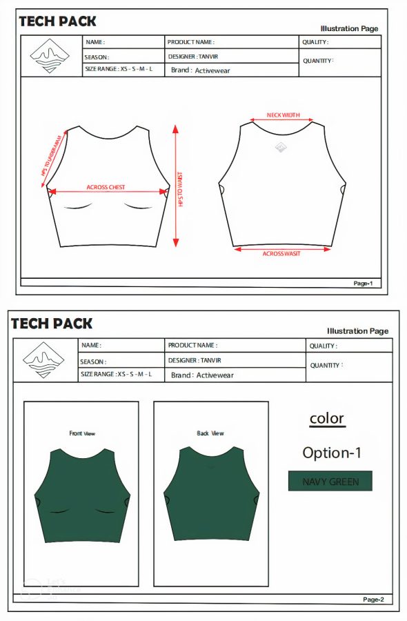 I will design your fashion sportswear, activewear and tech packs design