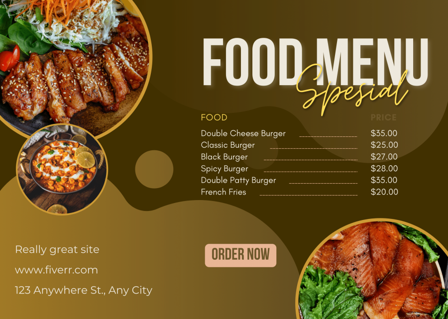 I will design restaurant food menu, static screen menu board, flyer, or banner