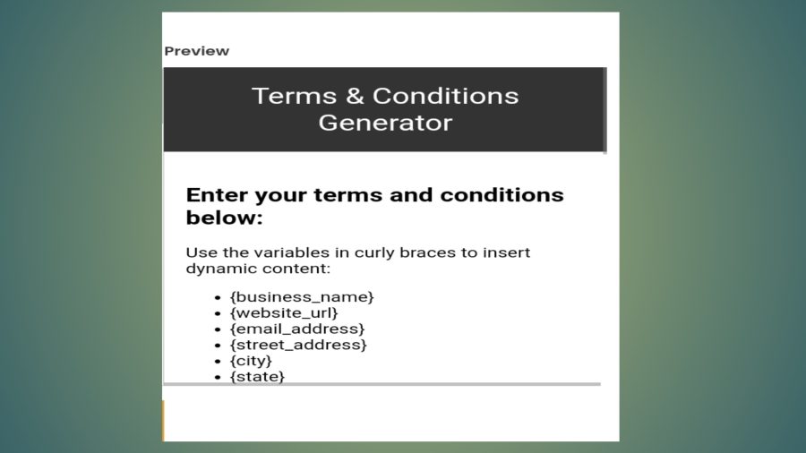 Simple Term and Condition Web Page