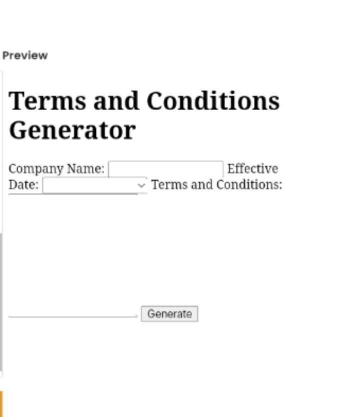 Simple Terms and Condition Generator in HTML, CSS and JAVASCRIPT.