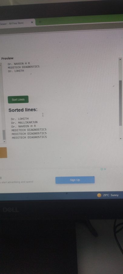 Sort text line Alphabetically script in HTML