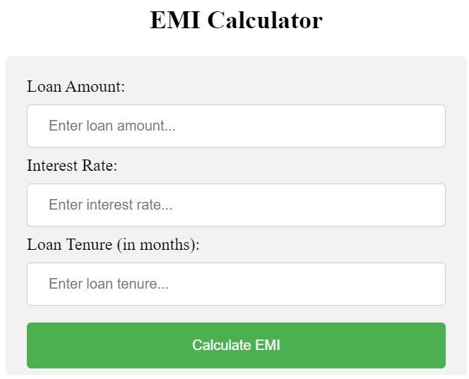 Loan EMI Calculator Web Tool built with HTML, CSS and JS || Minimalist Loan Calculator ||