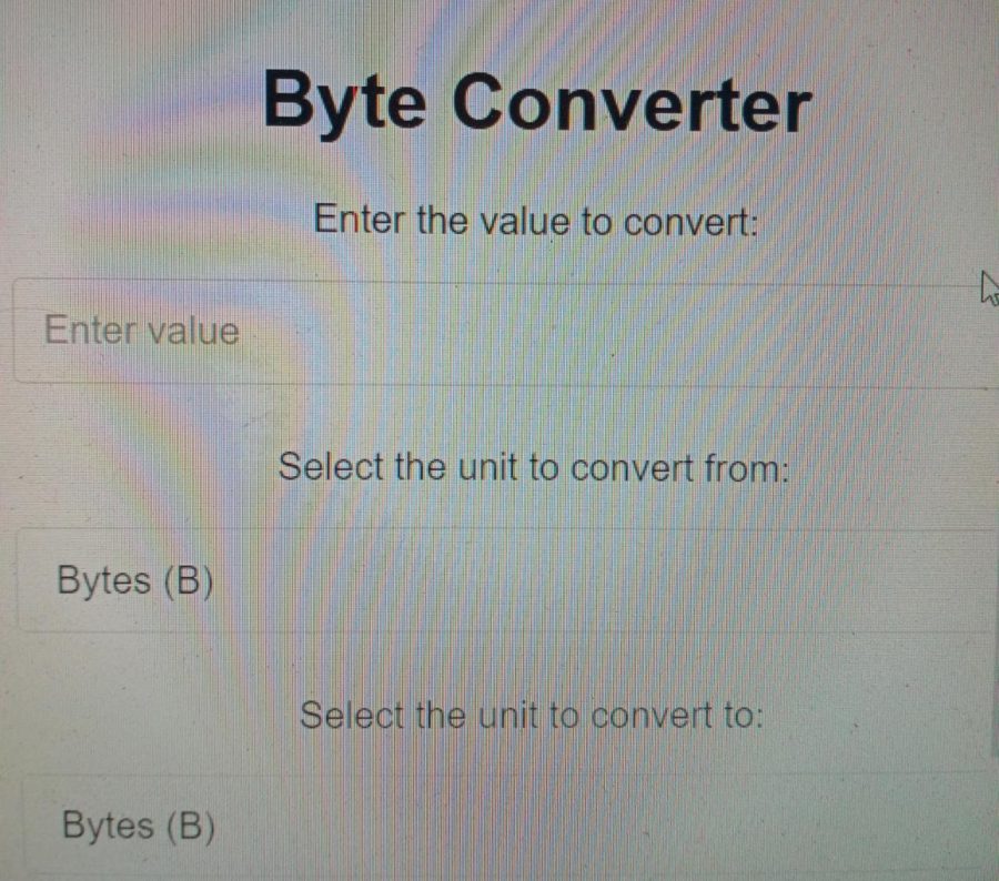 BYTE CONVERTER IN HTML & JAVA SCRIPT CODE FILE 600PIXELS