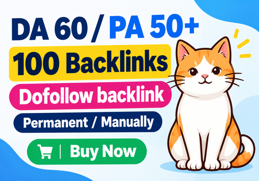 100 High Authority Permanent backlinks with DA 40 to 90 