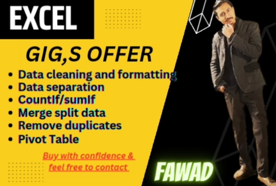 I will clean, data formatting, merge, campare, and split biggest files in ms excel