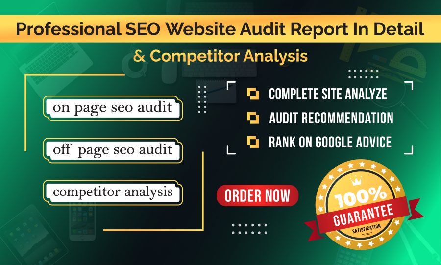 I will give you a Professional SEO Complete site audit report in detail & competitor analysis.