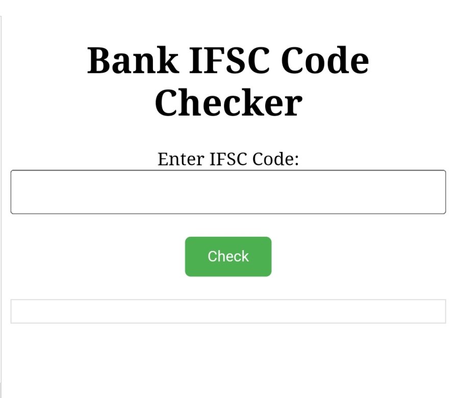 Bank IFSC CODE details script in HTML 