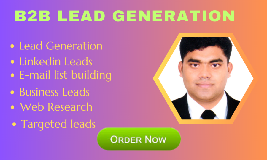 I will do b2b lead generation for targeted b2b leads, business leads and linkedin leads