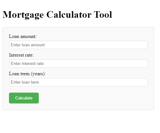Simple use full "Mortgage Calculator Tool" Script in HTML