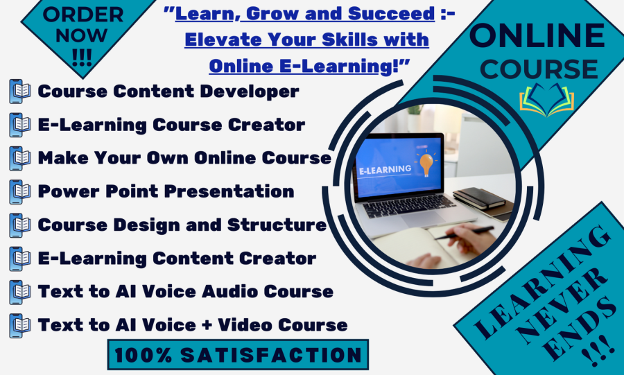 I will create online course content, training video course, elearning course curriculum