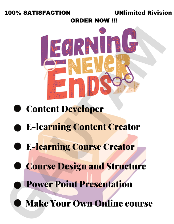 I will create online course content, training video course, elearning course curriculum