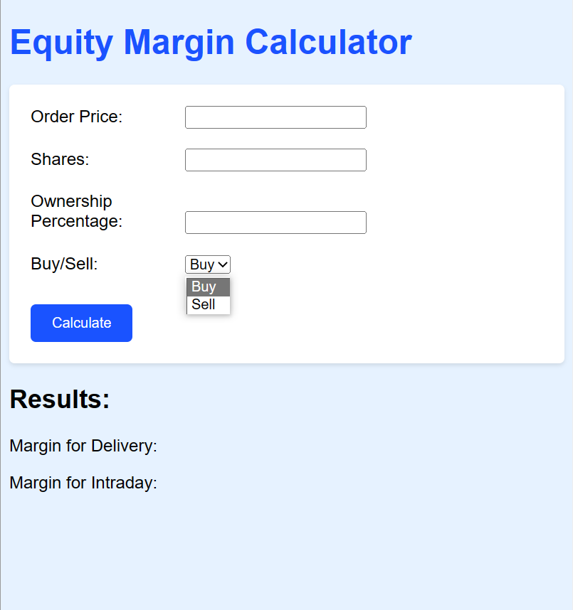Professional Equity Margin Calculator Script in HTML