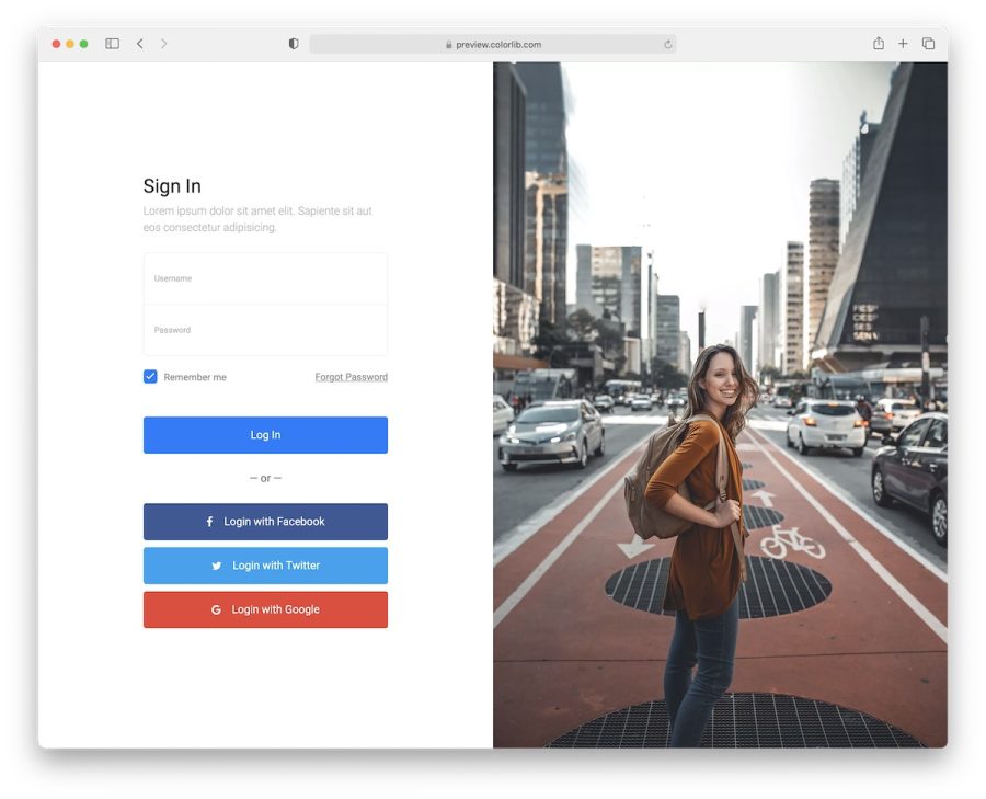 Login Page with Sign In Social Media Accounts in HTML 