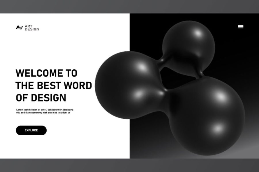 I will design the stunning 3D black shapes collection 
