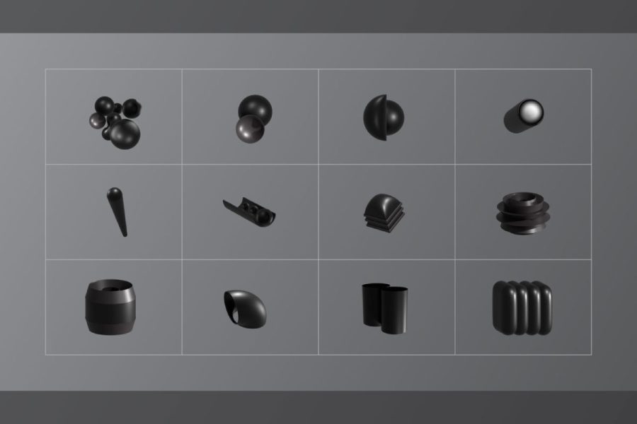 I will design the stunning 3D black shapes collection 