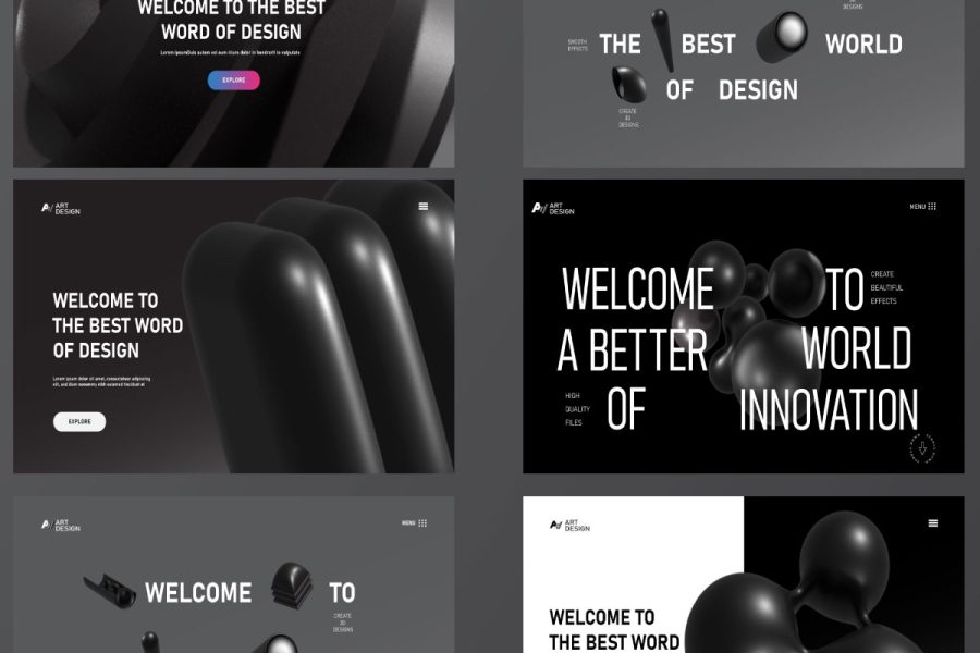 I will design the stunning 3D black shapes collection 