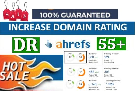 I'll increase Domain Rating Dr 20 on Ah-refs (without google redirect links)
