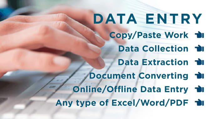I will do data entry online or offline, typing, pdf to word, excel
