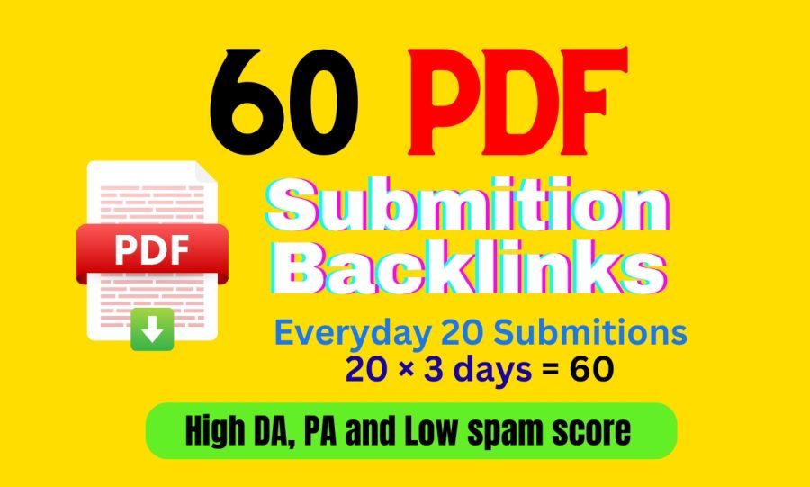 60 PDF submissions on top high DA, PA, site permanent backlinks