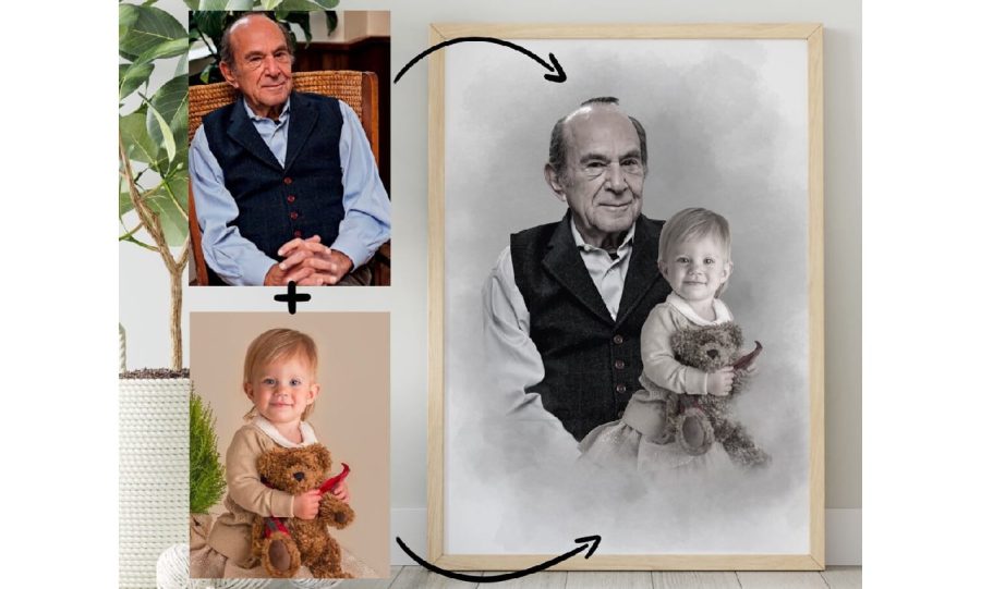 I will add deceased loved one to photo, memorial gift for father, add person to photo