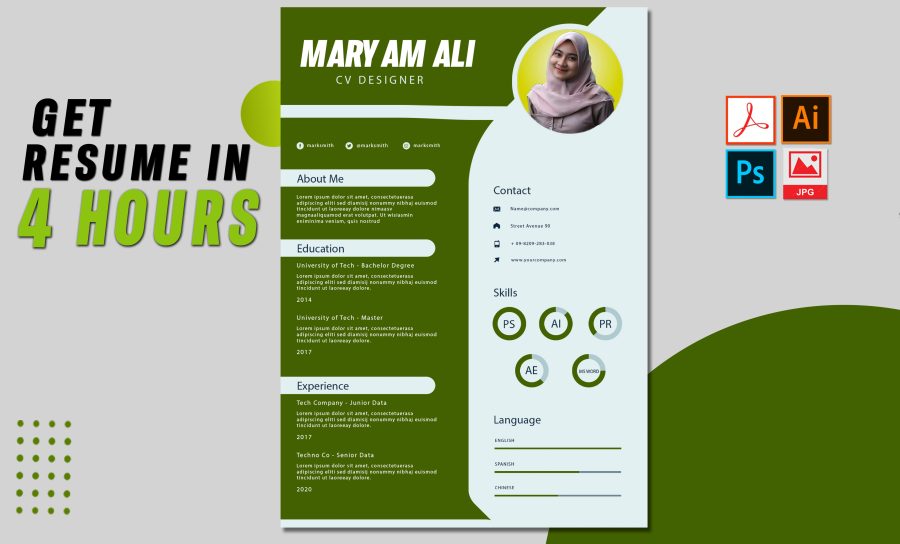 I will write and design modern and professional resume and cv in 4 hours 