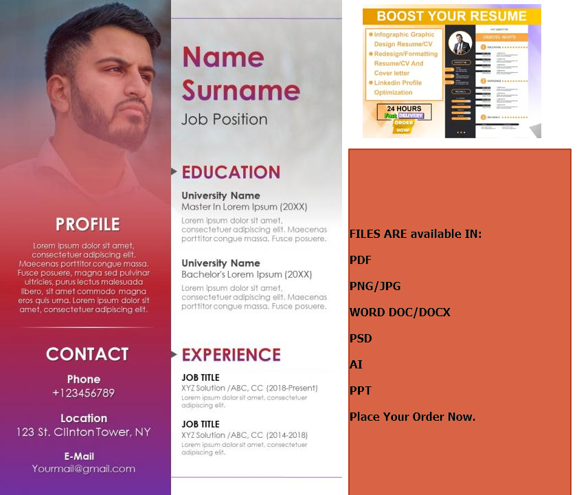 Create, Design and Write Professional CV, Resume and Portfolio Design