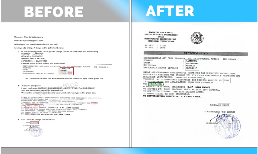 I will do any type of screenshort (image) or PDF editing or text change accourding to you