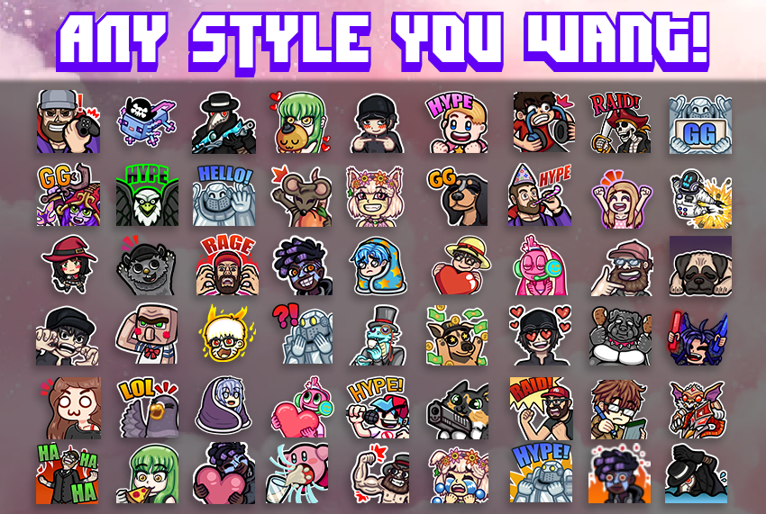 I will design unique twitch or discord emotes for you
