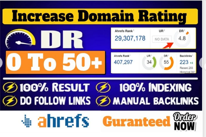 I'll boost your wesites DR (DOMAIN RATING) from 0 to (50+)