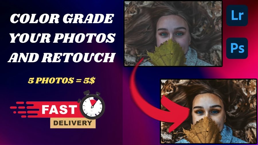 I will color grade 5 photos, colorize and retouch your photos