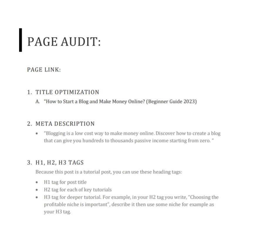 I will do SEO Audit on your SEO on page optimization