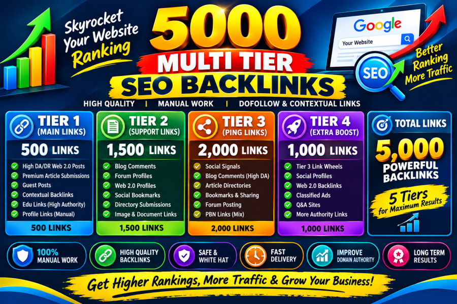 I Will Build 5000 Multi Tier SEO Backlinks to Boost Your Website Rankings