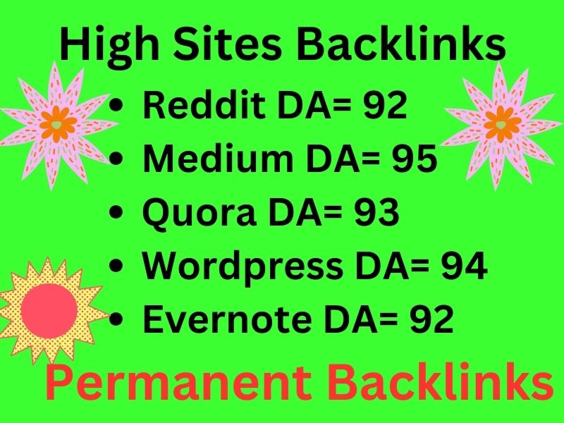 5 High DA = 90+ superstrong Backlinks
