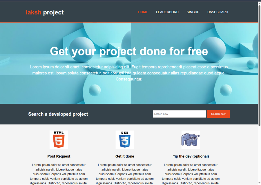 Make a custom website using PHP, HTML, CSS