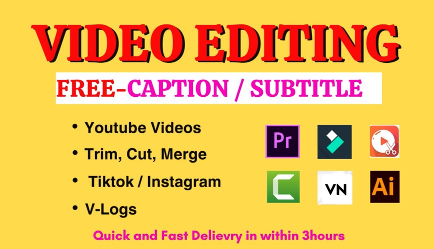 I will basic video editing trim, cut, crop, split and YouTube video with caption